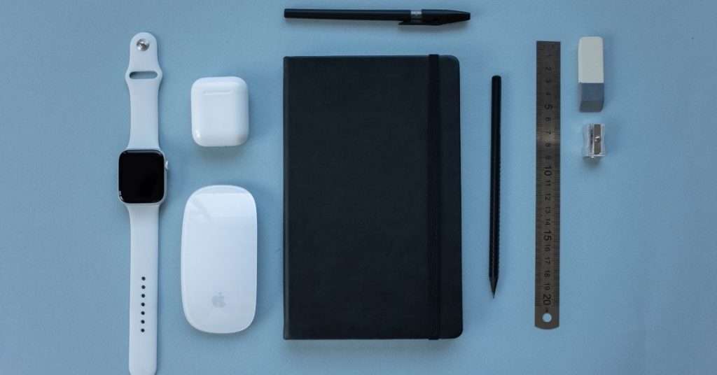 apple and desk gadget collection